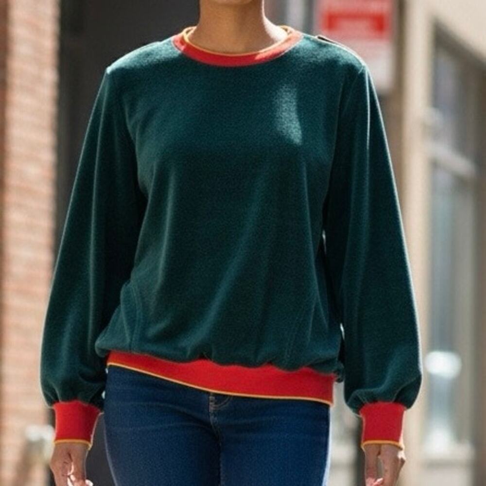 Vintage 1980s Aileen Sport Velour crewneck Pullover Sweater Women's Large